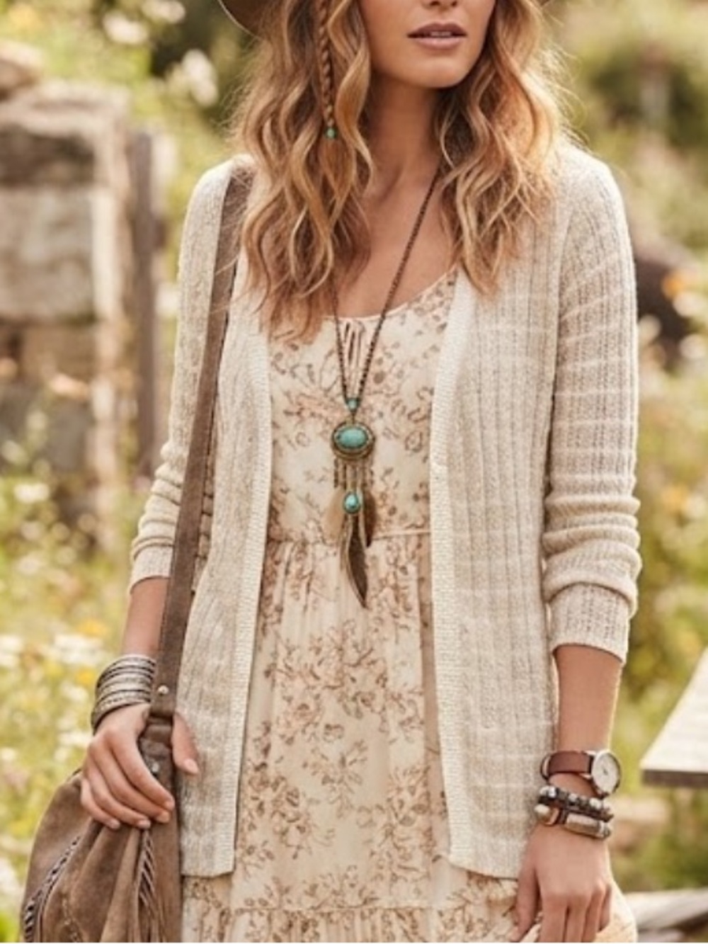 Nicole Miller Open Weave Cardigan Sweater Linen Cotton Neutral Boho M